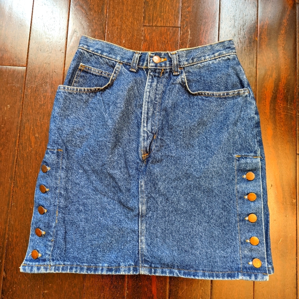 Vintage Mixed Blues Denim Mini Skirt